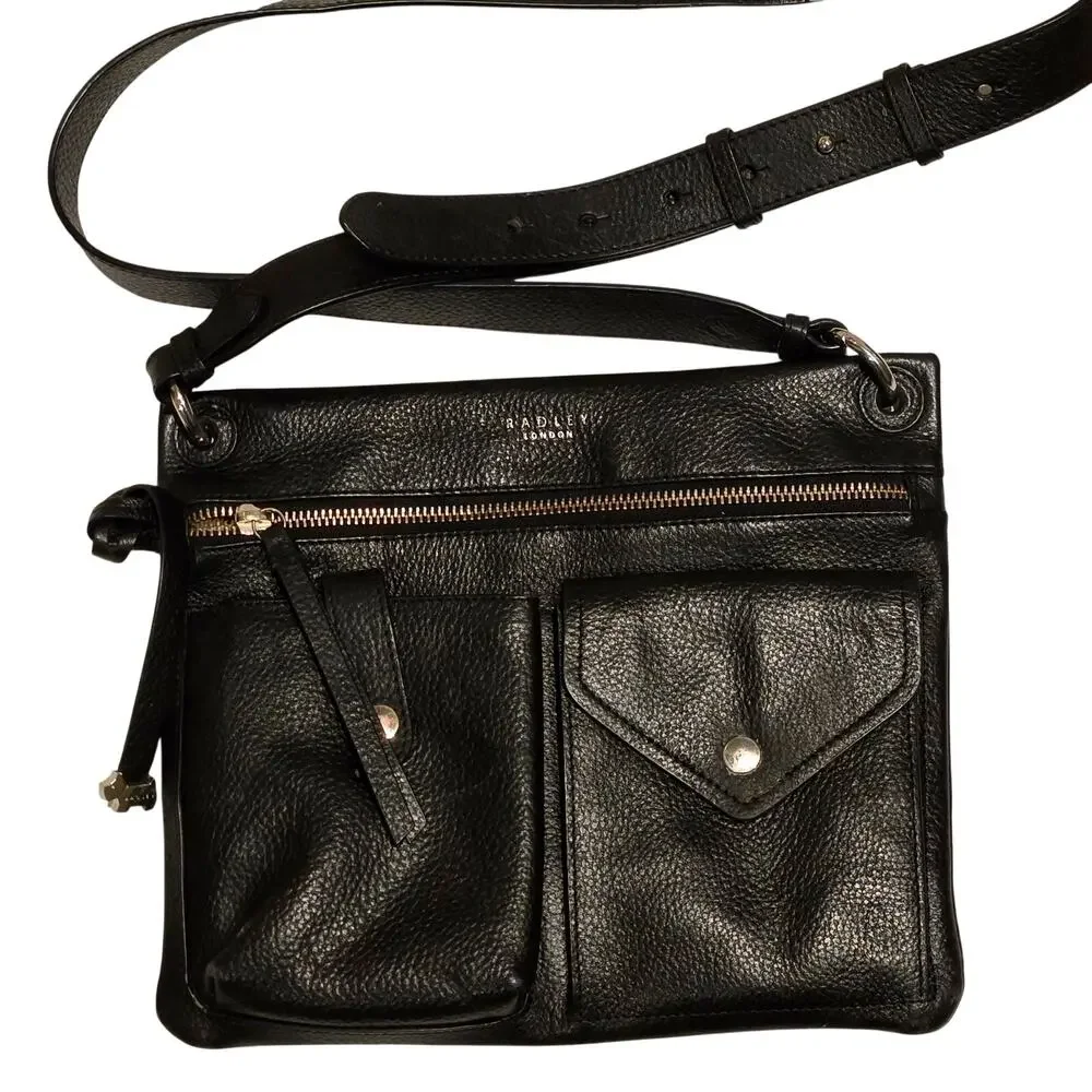 Radley London Wilton Way Black Pebble Leather Crossbody Bag Scottie Dog
